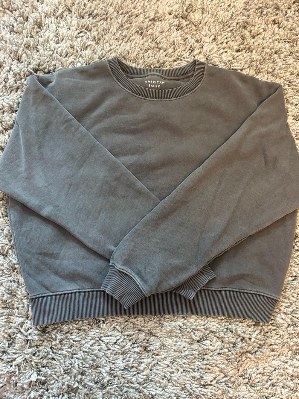 American Eagle Charcoal Grey Slightly Cropped Crewneck Sweatshirt
